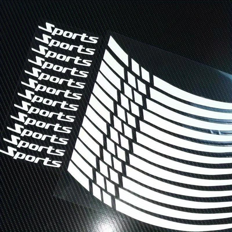 Sports Reflective Wheel Hub Sticker Set - Adhesive Auto Accessory Sport Lettering Decals, Motorcycle Hub Decor Motorcycle Wheel Decor