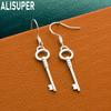 Exquisite 925 Sterling Silver Key Pendant Earrings - Fashionable Gift Jewelry