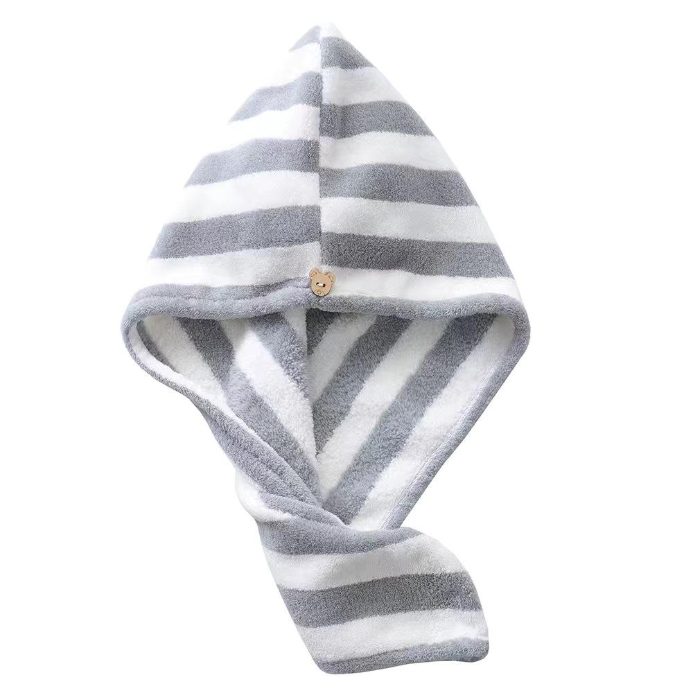 Hair Drying Cap Towel Absorbent Thickening Household Items Bathroom Bathing Dry Hair Cap Striped Shower Cap Soft Headscarf