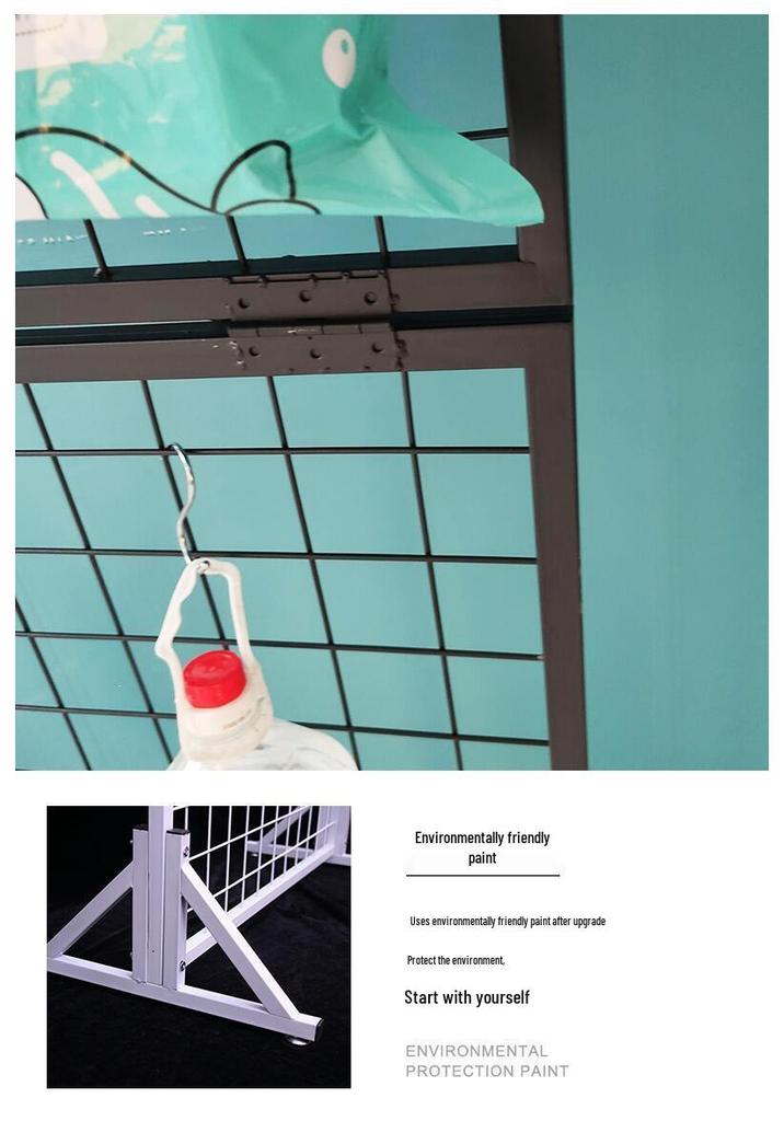 Double-Sided Wire Mesh Grid Rack: Floor-Standing Wrought Iron Display for Supermarkets, Exhibitions, Street Stalls, and Storage.