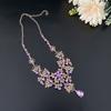 Women's 2 Pcs Jewelries Set with Rhinestones Elegant Purple/Pink Hanging Necklaces Drop Earrings for Bridesmaid Wedding Ball Party