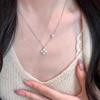 Shiny Zircon Four-leaf Clover Pendant Necklace Women's Light Luxury Small Flower Clavicle Chain Versatile Exquisite Necklace
