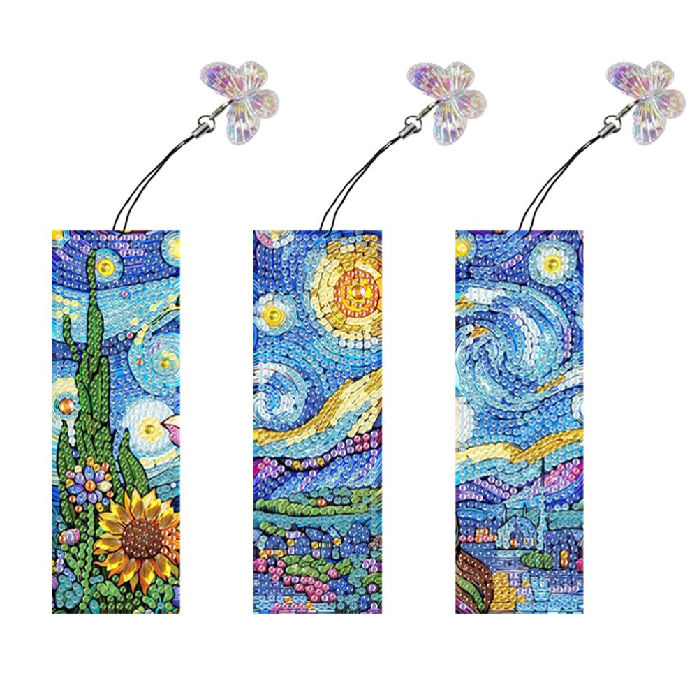3Pcs Special Shape Flowers Castle Diamond Painting Bookmark Diamond Bookmark Art Projects Diamond Painting Bookmark Making Kit