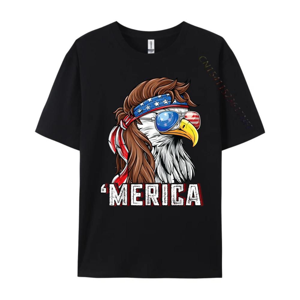 Merica USA American Flag Patriotic 4th of July Bald Eagle Funny Shirts Camiseta Easter Day