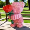 Non-Toxic 7565 Building Block Rose Bear A Romantic Bear With A Hand-Held Rose Suitable For Gift Giving A Perfect Choice For Companion