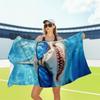 1pc Cartoon Shark Print Microfiber Beach Towel - Lightweight and Soft Extra Large Beach Fashion Blanket | Perfect for Beach, Pool, Yoga