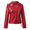 Dámská cool bunda z umělé kůže s dlouhým rukávem a zipem přiléhavý kabát podzimní krátká bunda