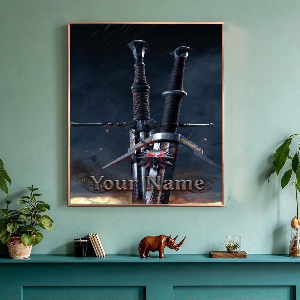 The Witcher 3 Customize Your Name Diamond Painting Round Diamond Diy Frameless Holiday Artwork Suitable For Home Office Wall Decoration