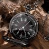 Vintage Charme Schwarz Unisex Mode Römische Zahl Quarz Steampunk Taschenuhr Damen Herren Halskette Anhänger mit Kette Geschenk