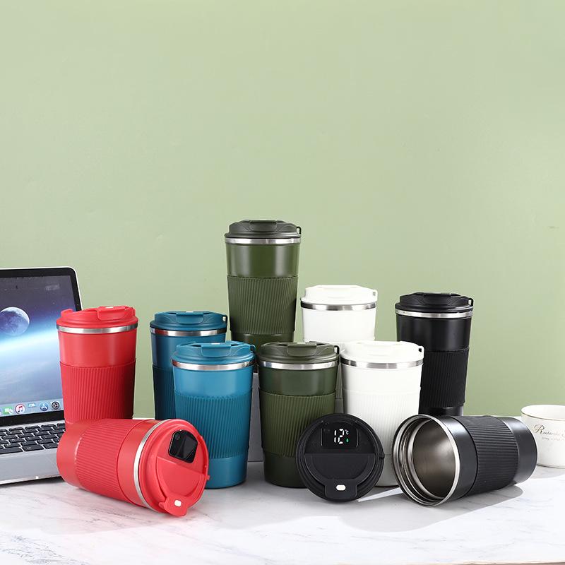 Přenosný izolovaný kožený hrnek na kávu - nerezová ocel 304, ideální do auta nebo na dárky