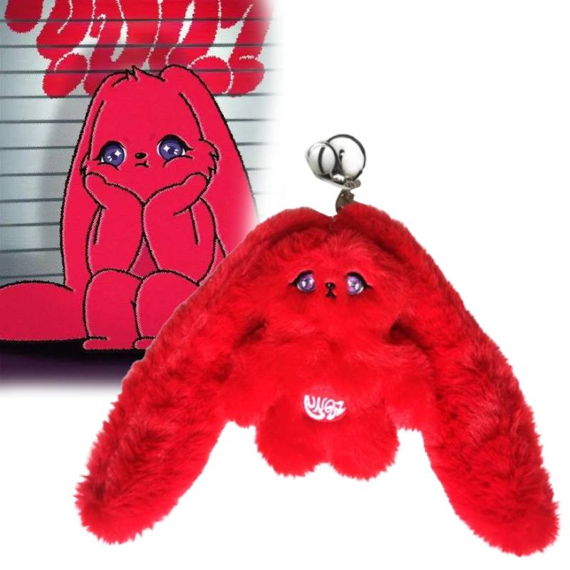 Yuqi Same Red Rabbit Gigi Keychain Plush Toys Doll Bag Pendant Cute Fans Gift