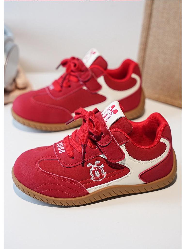 Bobdog Girls' Retro Waterproof Leather Low-Top Shoes - Spring & Autumn Collection