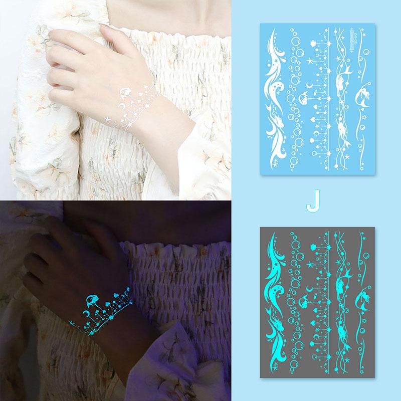 Glow In Dark Temporary Tattoo Stickers Temporary Waterproof Long Lasting Tattoos Stickers