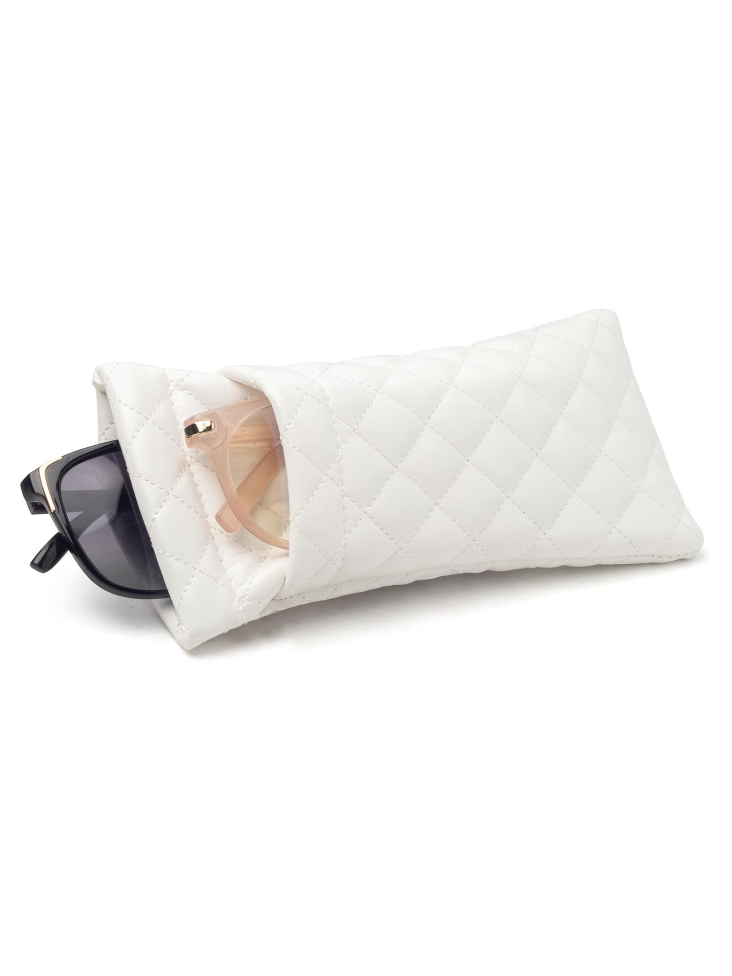 

Double-layer portable squeeze glasses case PU soft leather solid color diamond sunglasses bag multi-piece glasses storage bag