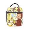 Insulated Lunch Tote Bag Curious George African Monkey Anime Accessories Food Box Causal Cooler Thermal Bento Box For Outdoor
