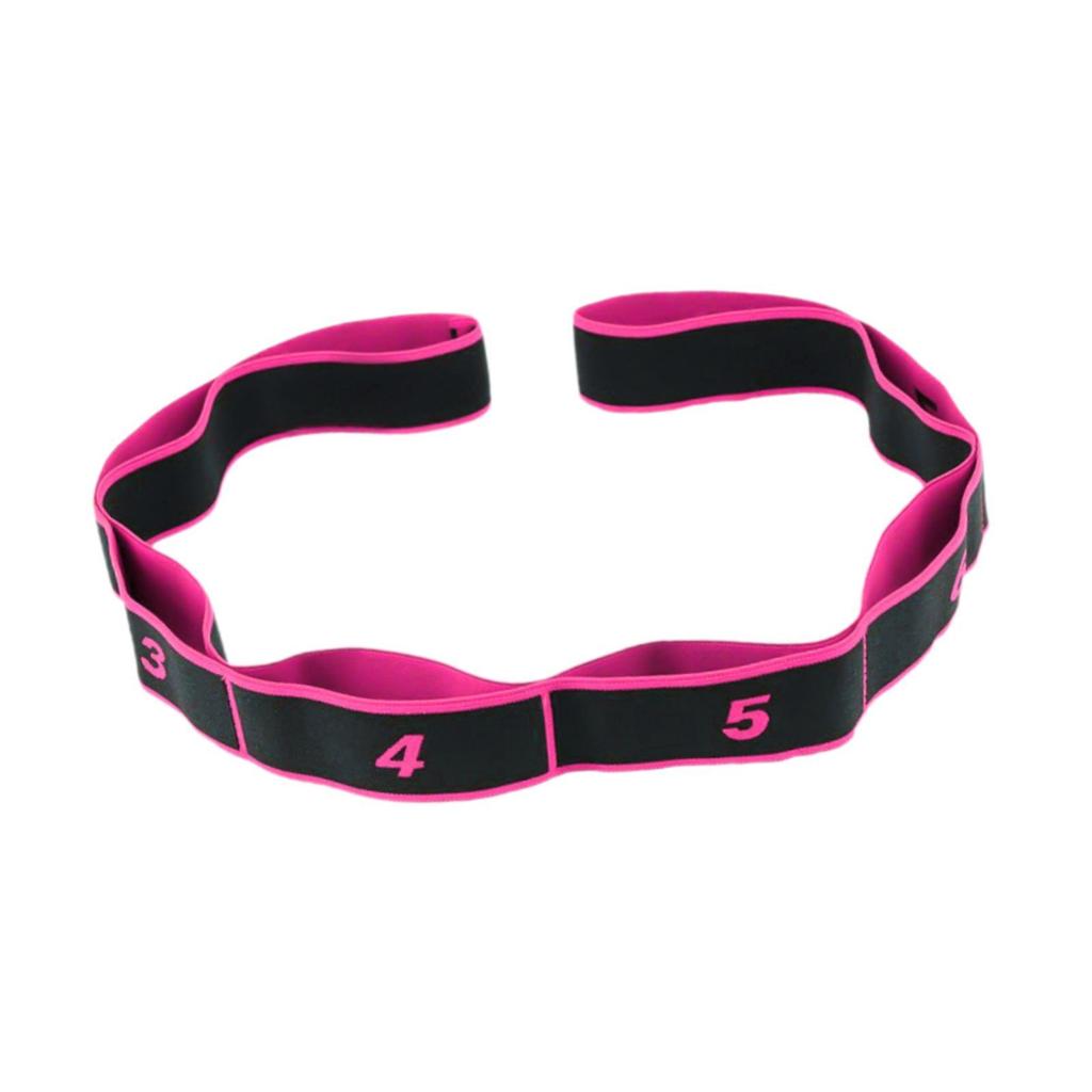8 Segment Yoga Stretch Strap Elastic for Upper Lower Body Shoulder Leg rose red