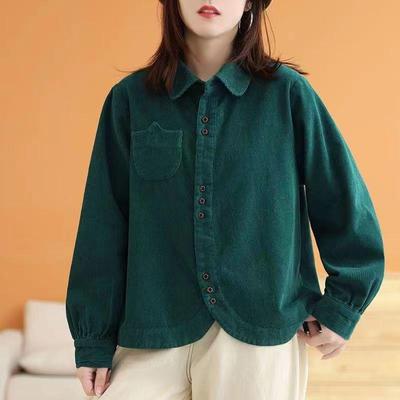 Spring And Autumn Women's Clothing Ladies' Temperament Shirts Loose Casual Fashion Versatile Western Style Cardigan Corduroy Jacket Women