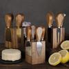 Acacia Wood Magnetic Cheese Knife Holder Cheese Knife and Fork Set Stainless Steel Cheese Knife 5-piece Set