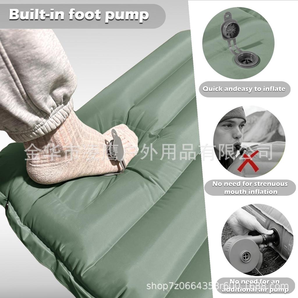 Portable Foot-Operated Double Camping Pad - Lightweight, Moisture-Proof Inflatable Mattress for Outdoor and Car Use