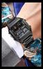 FOXBOX Men's Square Multifunctional Student Electronic Watch with Alarm and Waterproof Features