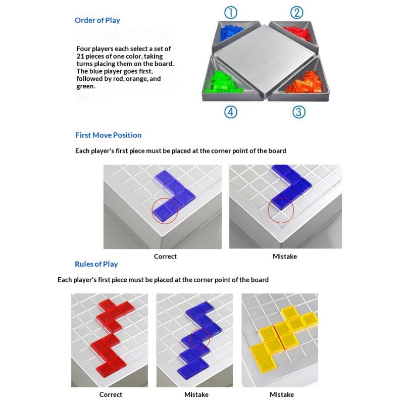 Intellectual Squares Puzzle Blokus Board Game English Version Party Games For Children Toy Kids Family Game 2/4 Player Set