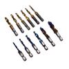 12Pcs Combined Tap Drill Bit Set HSS Metric Blue Plating Imperial Ti Plated 14in Hex Shank