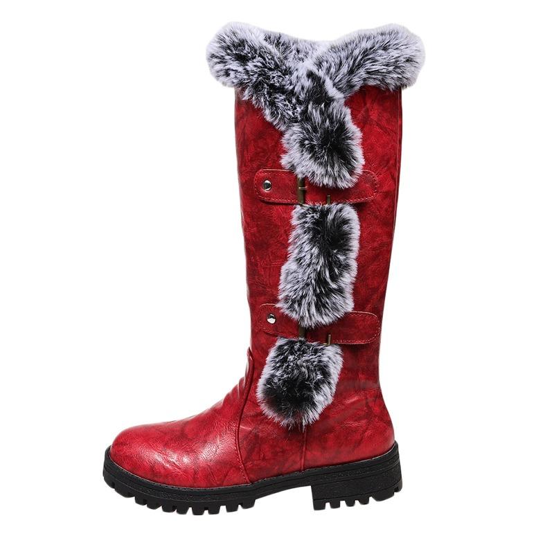 Women's Boots, Snow Boots, Women's Thick-soled High Boots, Leather Thick-heeled Cotton Shoes