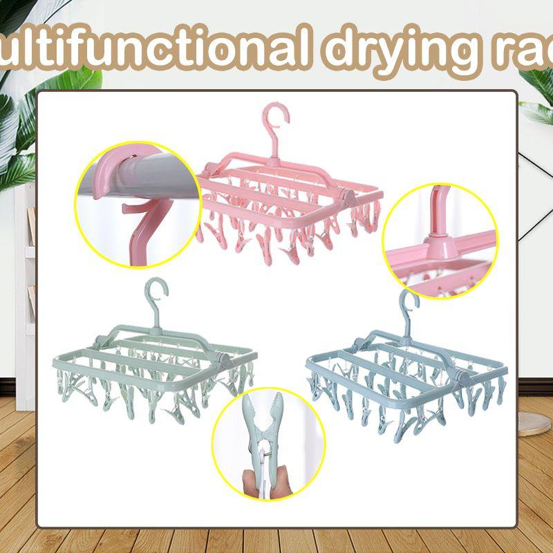 Clips 32 Clothespin Hanger Plastic Foldable Socks Underwear Bra Panties Hanging
