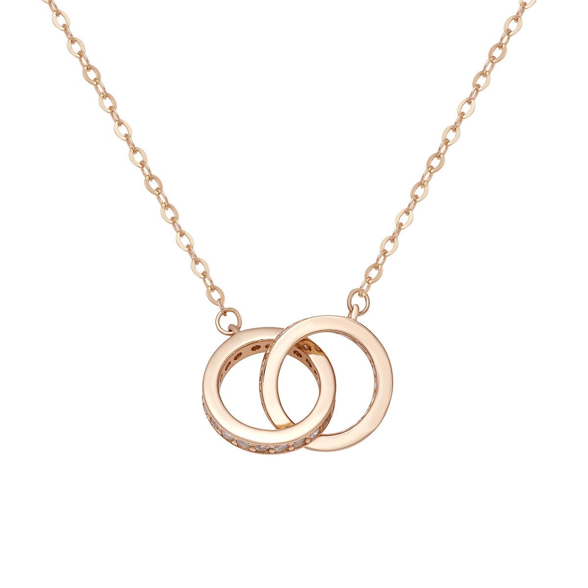 

Ожерелье из стерлингового серебра S925 с двумя кольцами из циркония для женщин, дизайн для пожилых людей, кольцо Mobius, цепочка на ключицу, легкая роскошь, простота 925 silver