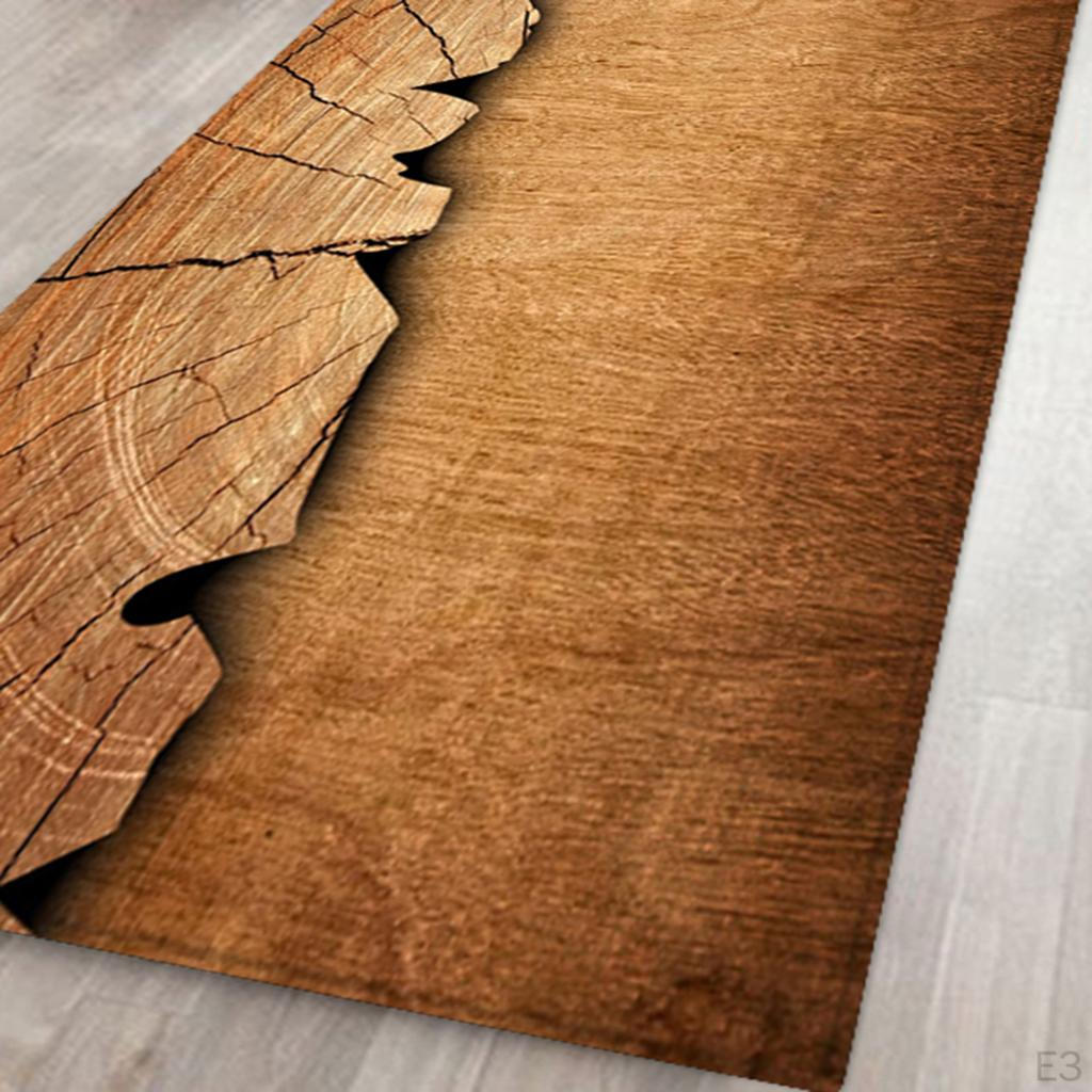3D Brown Anti-skid Ground Polyester Mat Blanket Wooden Texture For kids children room