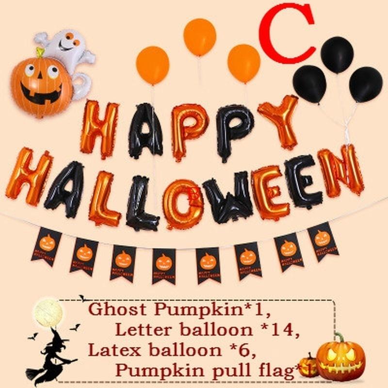1 Set Happy Halloween Foil Balloons Ghost Bats Spiders Pumpkin Balloons Adult And Children's Balloons Holiday Party Decorations