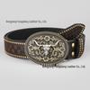 Cinto de Couro Cowboy Ocidental Masculino com Rebites – Durável, High-End, Estilo Nicho