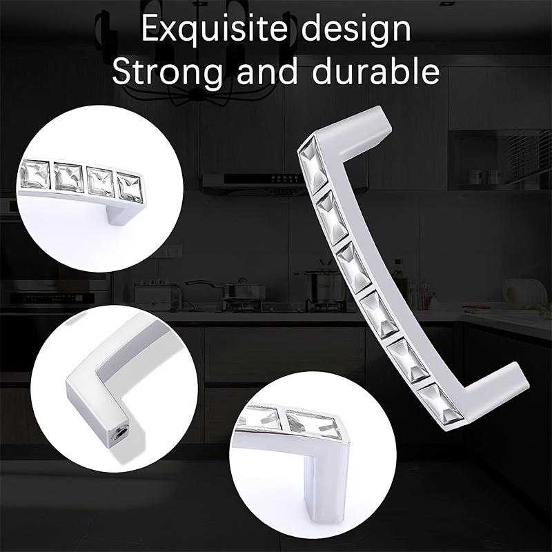 4 bucăți mânere pentru dulapuri, trăgări de sertare pentru dulap, trăgătoare de mobilă în argintiu, pentru dulapuri, dulapuri, comode, sertare, cu șuruburi, trei dimensiuni