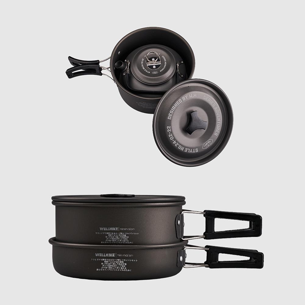 3Pcs/Set Camping Cookware Set with Water Kettle Portable Cookware Kit Lightweight Cookware Kit for Outdoor Fishing Camping