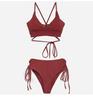 High-Waisted Lace-Up Bikini: Women's Sexy Slimming Two-Piece Swimsuit for Beach Vacation