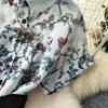 French Vintage Print Lapel Dress Women's Short Sleeve Floral Print High Waist Belt Office Lady Maxi Clothing Female