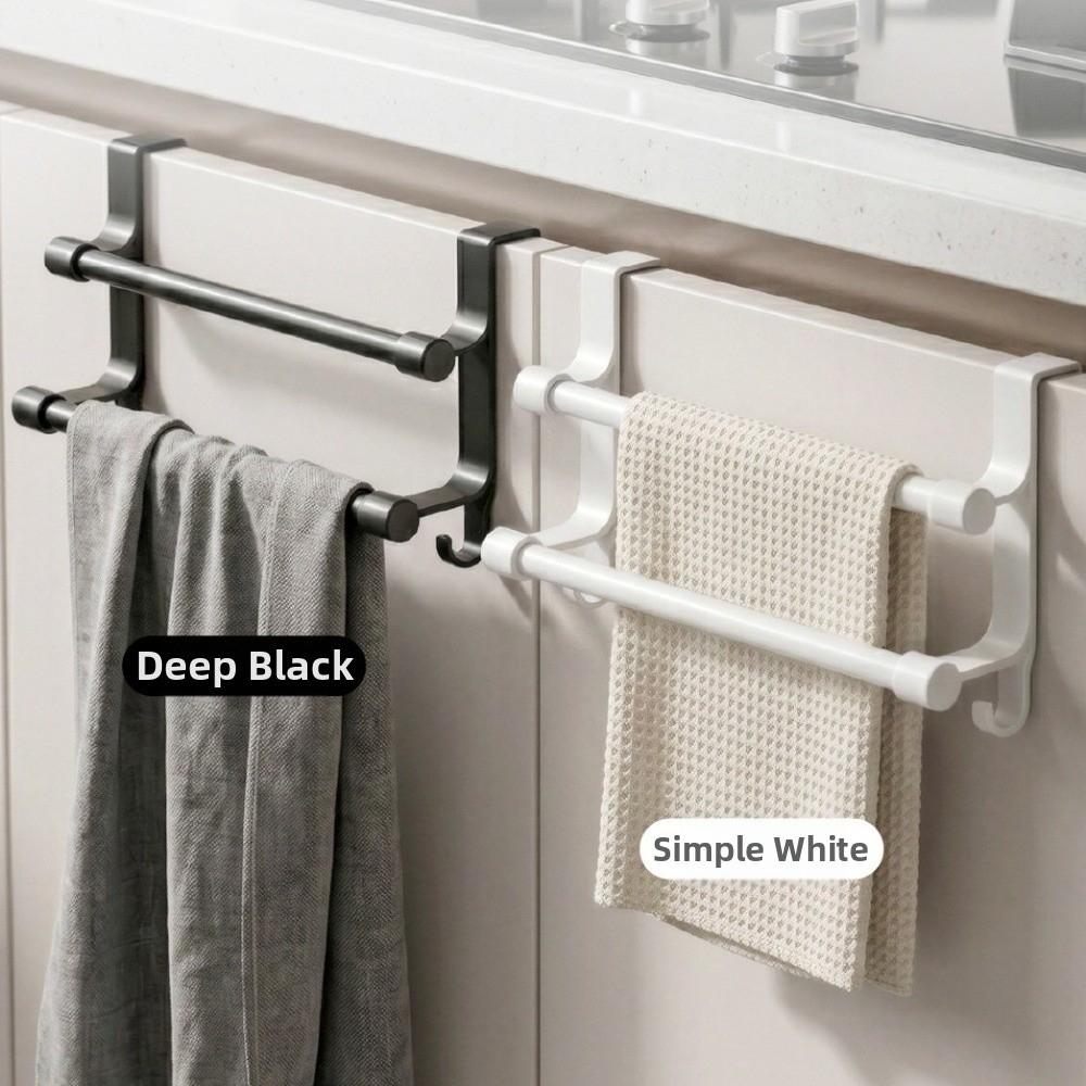 Space-Saving Double Rod Towel Rack Punch-Free Bath Towel Organizer Toilet Storage