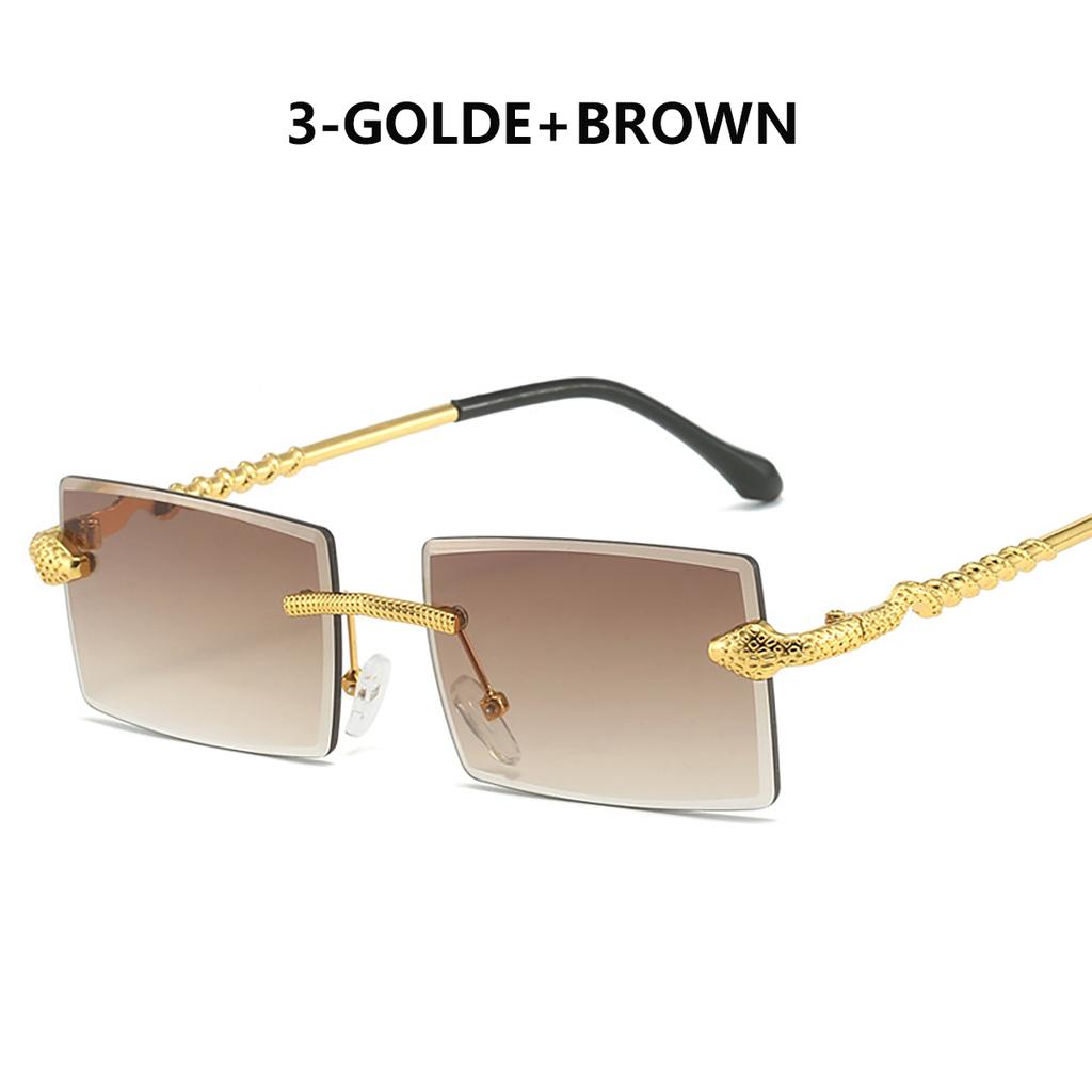 Vintage Rimless Mens Sunglasses Rectangle Frameless Sunglasses for Men Women Used for Driving Traveling Hiking Eye Protection