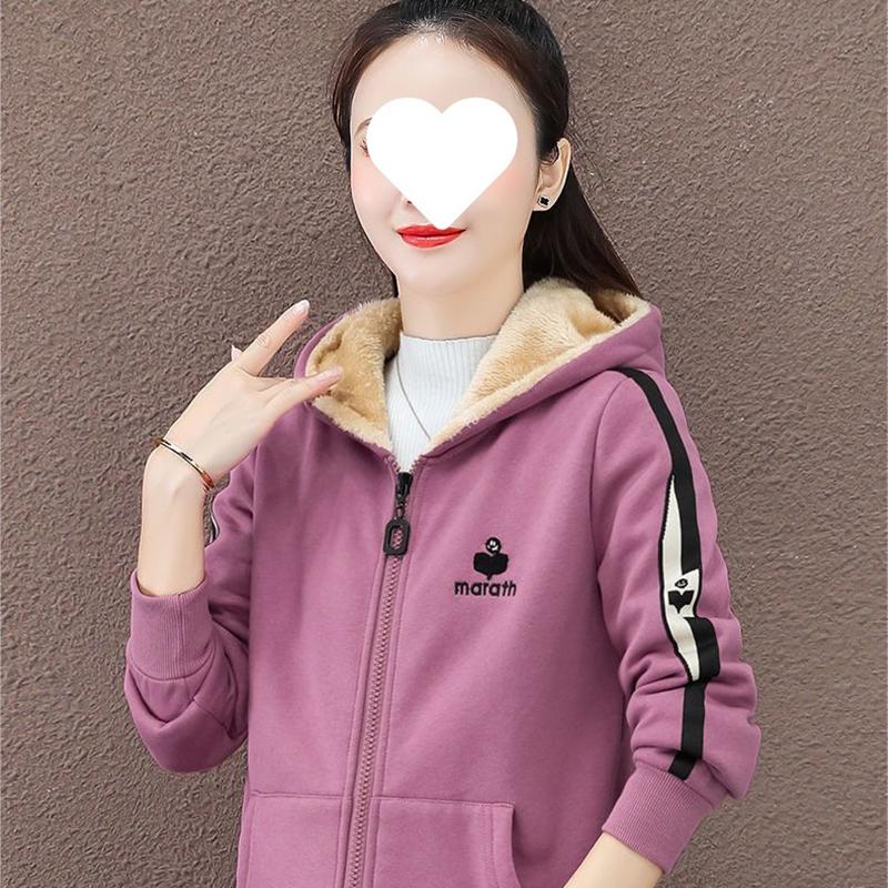 Casual Loose Short Fleece Jacket Women Autumn Long Sleeve Hooded Sweatshirt Streetwear Fashion Sports Hoodies