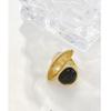 Badu French Vintage Irregular Crystal Open Ring Minimalist Black Gemstone Stackable Ring Geometric Pattern Fashion Jewelry