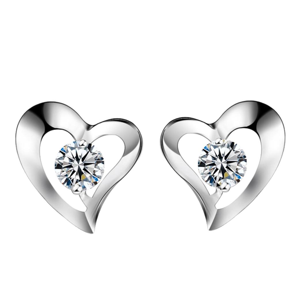 Hypoallergenic Silver Stud Earrings for Women - Korean Fashion Jewelry Gift for Valentine's Day or Qixi Festival.