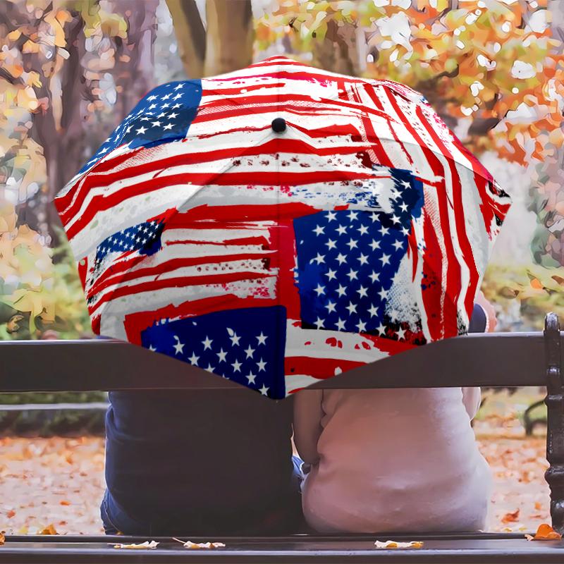 American Flag Fashionable Automatic Opening/Closing Folding Umbrella. Portable and Foldable, Ideal for Gift, Travel, and Daily Use