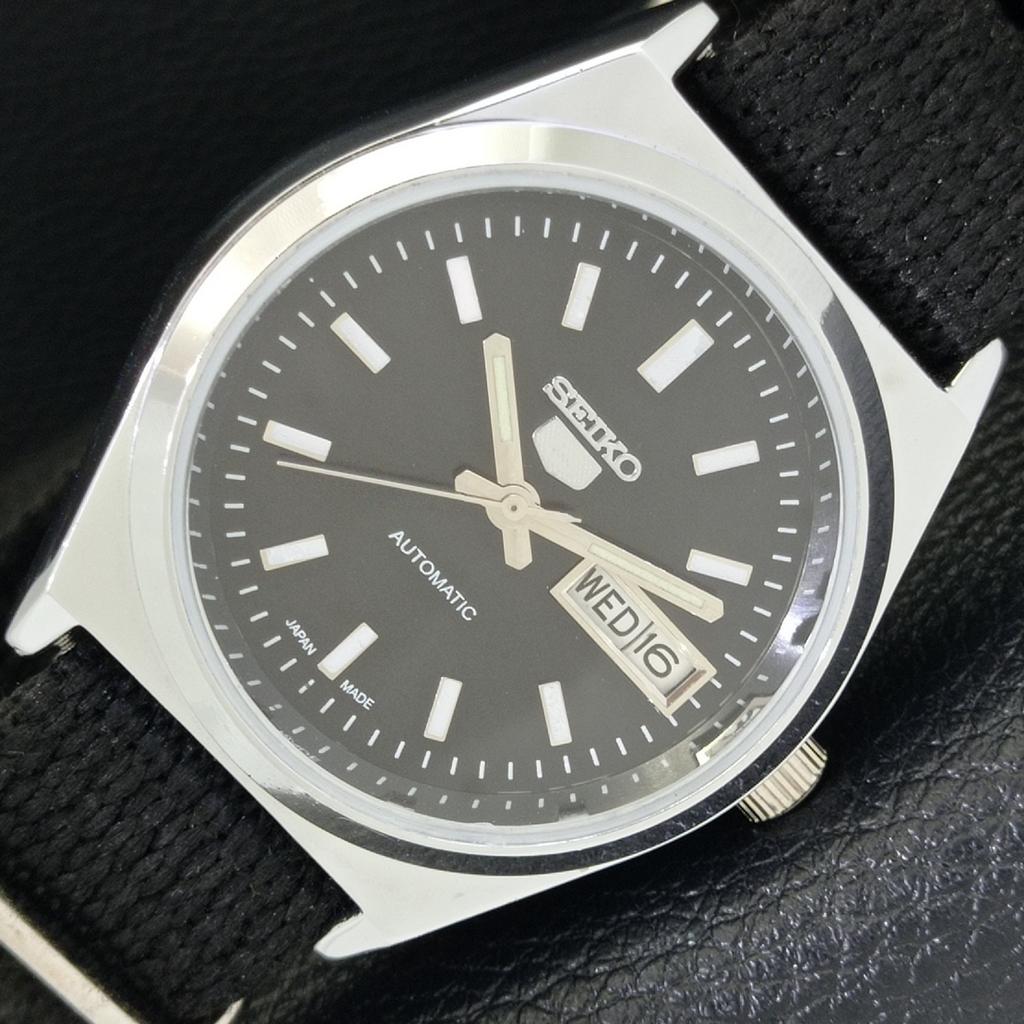 VINTAGE SEIKO 5 AUTOMATIC REFURBISHED JAPAN MENS BLACK DIAL WATCH a440673-9 Sk-a440673-1