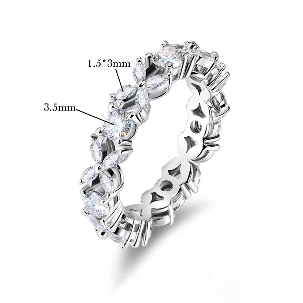 3*6mm Marquise Cut Full Moissanite Rings For Women D Color Diamond Engagement Wedding Band   CopperJewelry With GRA