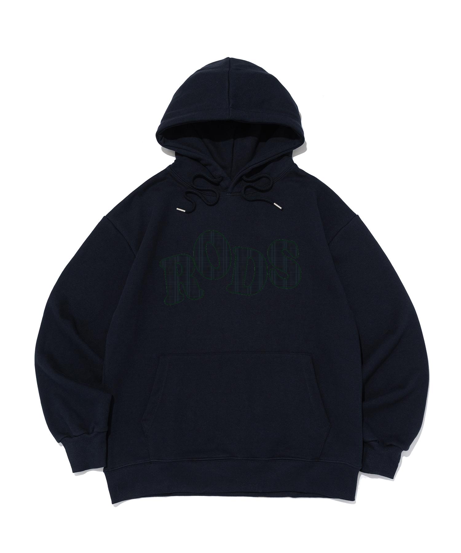 Road Road Rods Big Logo Check Hoodie (Navy/Green) Navy/Fleece-Lined L