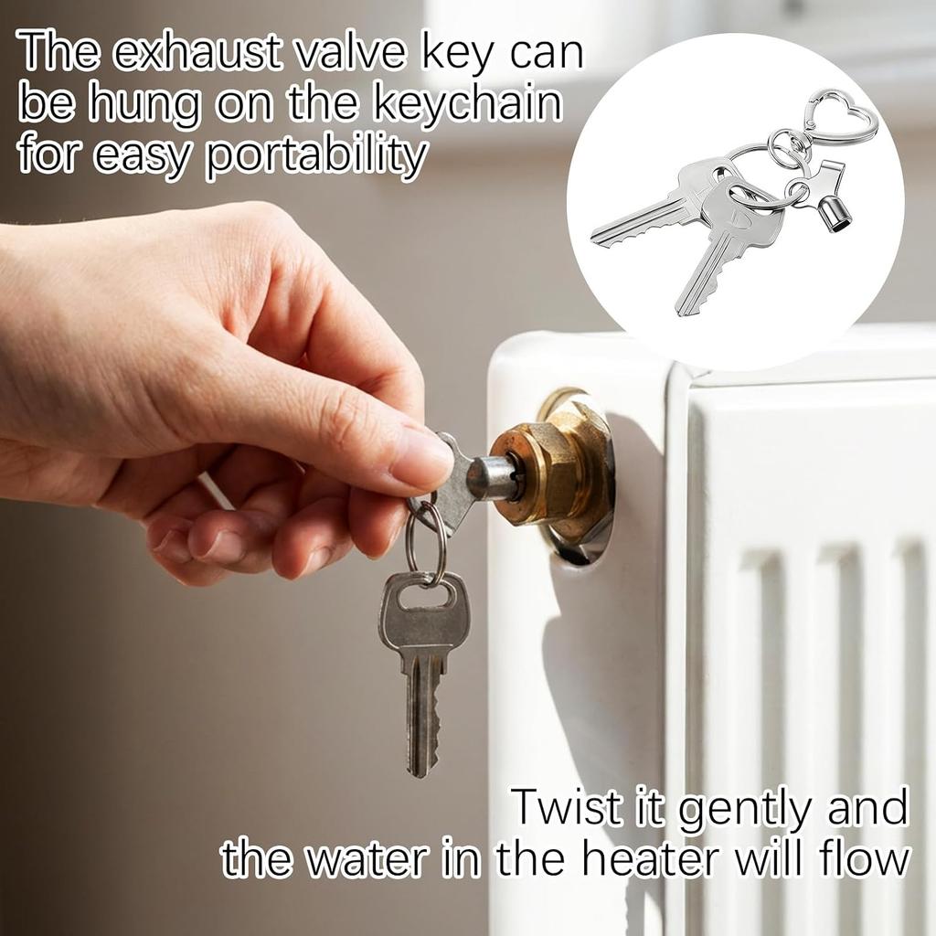 10 Pcs Radiator Keys for Bleeding Old Home, Metal Copper Alloy Radiator Bleed Key, Gas Key Hot Water Flush Plumbing Tool Replacement(Silver)