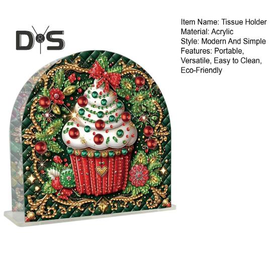 Christmas Cake Cup Paper Towel Holder Tissue Stand for Home Office Decor Portable Kitchen Paper Towel Organizer Supplies