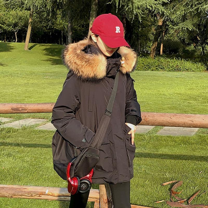 

Большая меховая опушка, стеганая куртка в стиле милитари для школьниц, свободная зимняя новая утолщенная парка, стеганая хлопком XL suggestion [135--120] catties