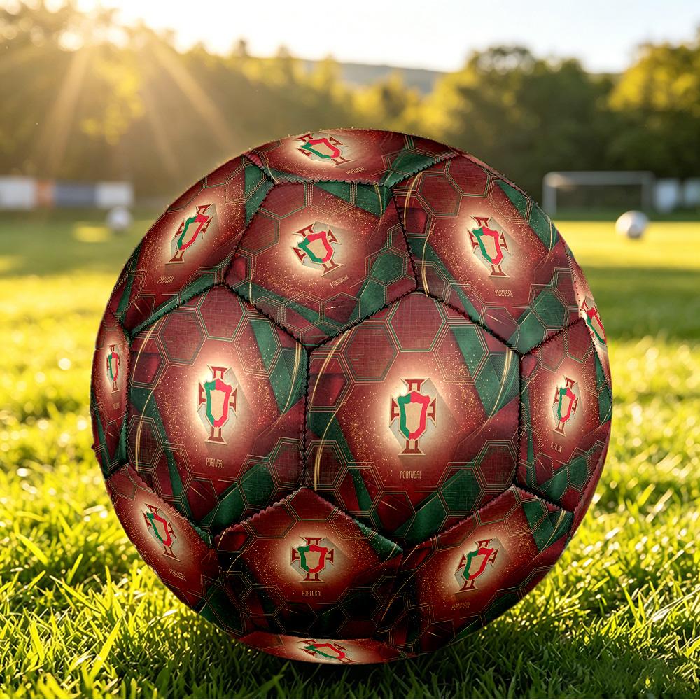 Portugal Football Printed Size 5 Soccer Ball Wear Resistant Standard Adult Training Football Fan Gift for Indoor Outdoor Match Sports