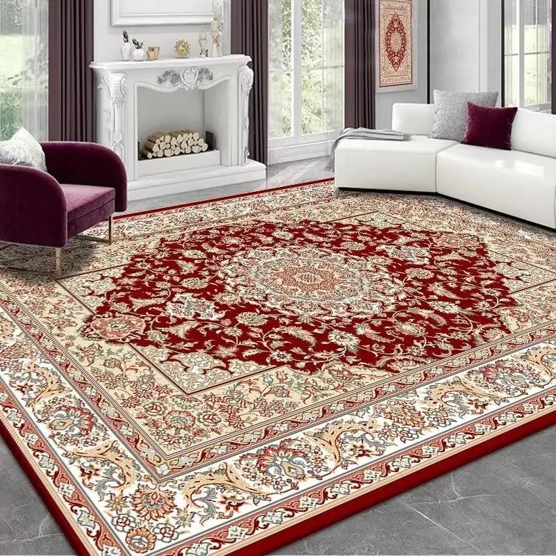 Classic Persian Red Luxury Rug for Living Room Bedroom Premium NonSlip Carpet Elegant Tea Table Kitchen Floor Mat Home Decor